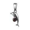 Silver Dolphin Pendant With Cherry Amber Ball, image 