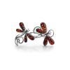 Silver Amber Dragonfly Brooch, image 