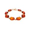 Gold-Plated Silver Link Bracelet With Cognac Amber The Lyon, image 