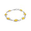 Honey Amber Link Bracelet In Glossy Silver The Fiori, image 