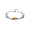 Sterling Silver Bracelet With Amber And Crystals The Raphael, image 