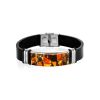 Leather Mens Wristband With Amber Mosaic The Grunge, image 