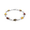 Silver Link Bracelet With Multicolor Amber Stones The Fiori, image 
