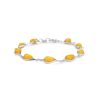 Silver Link Bracelet With Honey Amber Stones The Fiori, image 