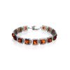 Ornate Silver Link Bracelet With Cognac Amber The Ithaca, image 