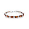 Geometric Cognac Amber Link Bracelet In Silver, image 