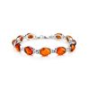 Bright Cognac Amber Link Bracelet In Silver, image 