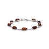 Cognac Amber Link Bracelet In Sterling Silver The Fiori, image 