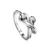 Twisted White Gold Ring With Two Diamonds, Ring Size: 6.5 / 17, image 