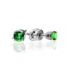 Silver Stud Earrings With Bright Green Crystals, image 