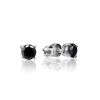 Minimalistic Silver Stud Earrings With Black Crystals, image 