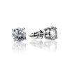Chic Silver Stud Earrings With White Crystals, image 