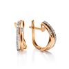 Golden Latch Back Earrings With Diamonds, image 