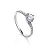 Glossy Sterling Silver Ring With White Crystals, Ring Size: 4 / 15, image 