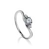 Classic Three Stone Crystal Ring In Silver, Ring Size: 5.5 / 16, image 