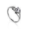Stylish Silver Ring With White Crystal Center Stone, Ring Size: 5 / 15.5, image 