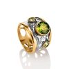 Classy Gold Plated Ring With Green Chrysolits, Ring Size: 9 / 19, image 