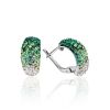 Cute Silver Earrings With Green And White Crystals, image 