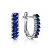White Gold Latch Back Earrings With Diamonds And Blue Sapphires The Mermaid, image 