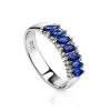 White Gold Ring With Blue Sapphires And Diamonds The Mermaid, Ring Size: 5.5 / 16, image 