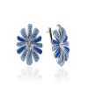 Silver Floral Earrings With Blue Crystals The Eclat, image 