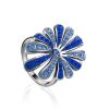 Silver Floral Ring With Blue Crystals The Eclat, Ring Size: 6.5 / 17, image 