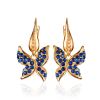 Blue Crystal Gold Plated Dangle Earrings The Jungle, image 