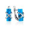 Cylindric Cut Reconstructed Turquoise Earrings In Silver The Scandinavia, image 