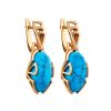 Designer Reconstructed Turquoise Earrings In Gold-Plated Silver The Rendezvous, image 