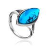 Sterling Silver Ring With Reconstructed Turquoise Centerpiece, Ring Size: 10 / 20, image 