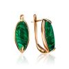 Gold-Plated Earrings With Reconstructed Malachite Centerstones, image 