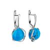 Sterling Silver Earrings With Round Reconstructed Turquoise Centerpieces, image 