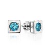 Geometric Silver Studs With Light Blue Crystals The Aurora, image 