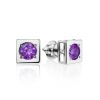 Square Silver Studs With Violet Crystals The Aurora, image 