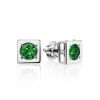 Square Silver Studs With Green Crystals The Aurora, image 