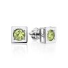 Geometric Silver Stud Earrings With Light Citrus Colored Crystals The Aurora, image 