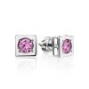 Square Silver Studs With Pink Crystals The Aurora, image 