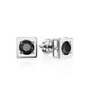 Square Silver Earrings With Black Crystals The Aurora, image 