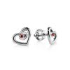 Heart Shaped Sterling Silver Studs With Red Crystals The Aurora, image 