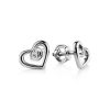 Heart Shaped Silver Studs With White Crystals The Aurora, image 