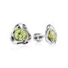 Silver Floral Studs With Light Green Crystals The Aurora, image 