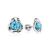 Silver Floral Studs With Light Blue Crystals The Aurora, image 