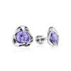 Silver Floral Studs With Lilac Crystals The Aurora, image 