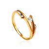 Golden Ring With Solitaire White Crystal, Ring Size: 8 / 18, image 