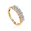 Golden Ring With Double Diamond Rows, Ring Size: 8 / 18, image 