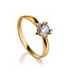 Classic Golden Ring With White Crystal, Ring Size: 5.5 / 16, image 