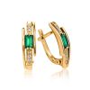 Golden Earrings With Baguette Cut Emeralds And Diamonds The Oasis, image 