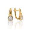 Stylish Golden Earrings With White Diamonds, image 