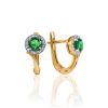 Elegant Golden Earrings With Round Emerald And Diamonds The Oasis, image 
