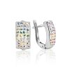 Geometrical Silver Earrings with Chameleon Crystals The Eclat, image 